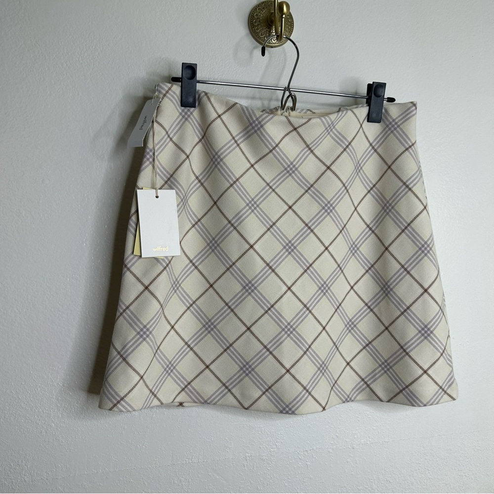 Aritzia Cream Plaid Mini Skirt